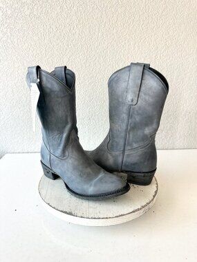 Lane PLAIN JANE Cowboy Midi Boots Washed Denim Blue Western Cowgirl Short Sz 8.5
